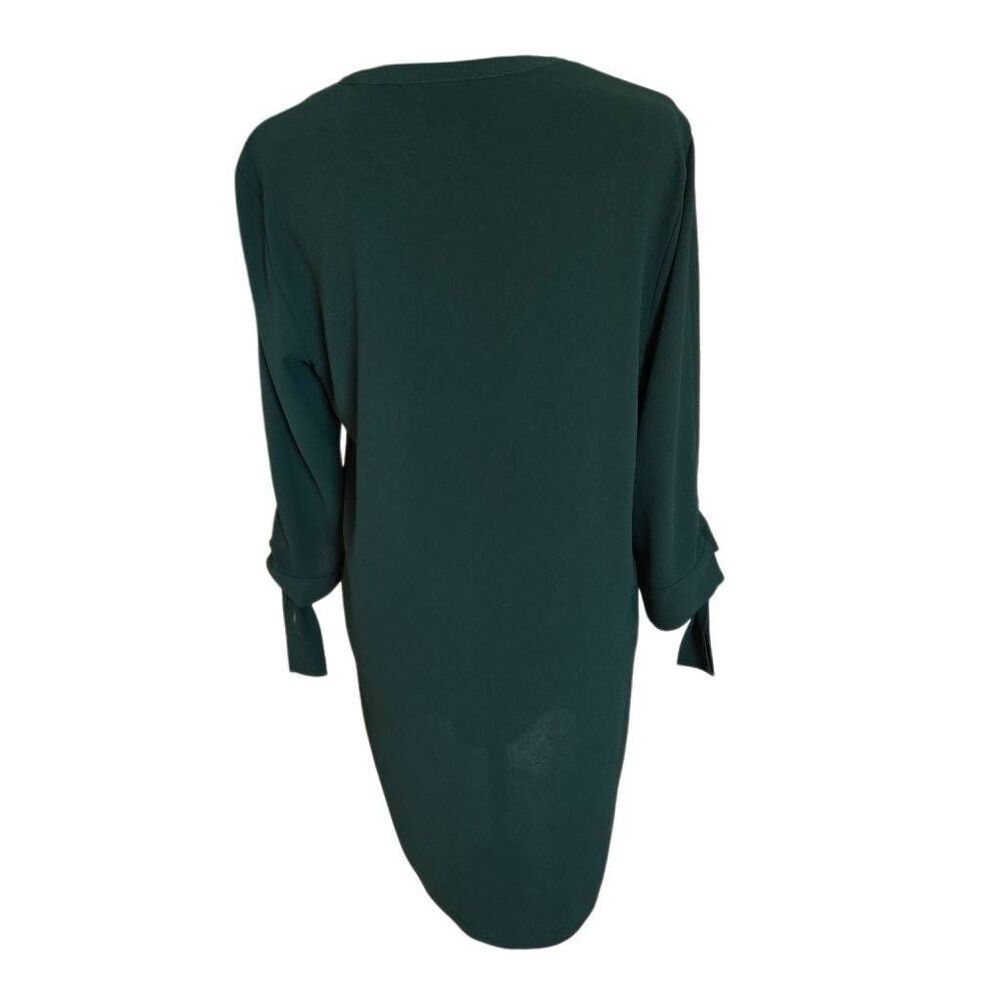 Zara Woman Forest Green Tie Sleeve Split Neckline Shift Dress Medium - Picture 4 of 11